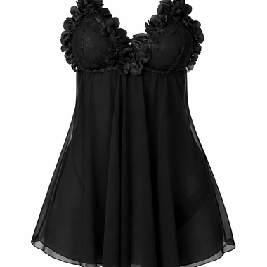 Black Petals Babydoll